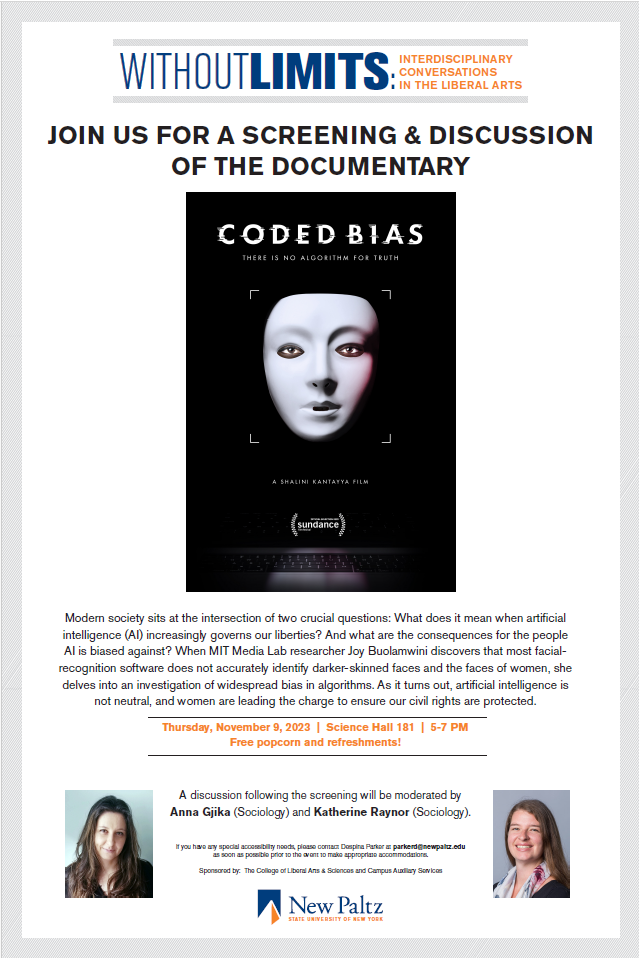 Poster for the screening of the documentary Coded Bias